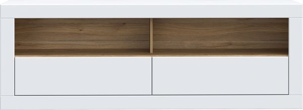 Lowboard >LEFKADAS< 2 Schübe, Weiss / Mauvella Eiche Dekor - 175,4x61,6x41,4cm (BxHxT)