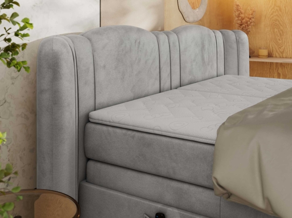 Elektrisch Boxspringbett Multipocket-Matratzen, elektrisch verstellbar, Polsterbett mit Bettkästen - FORTINA - 200 x 200 cm - Hellgrau Velvet - H4 Bild 5