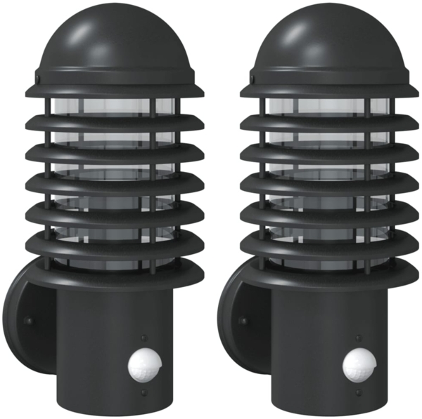 vidaXL Außenwandleuchten mit Bewegungsmelder 2 Stk. Schwarz Edelstahl 4006255