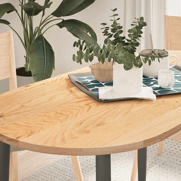vidaXL Tischplatte 120x60x2 cm Massivholz Eiche Oval 4009063