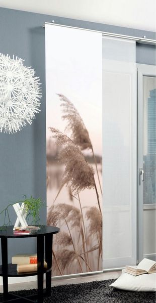 HOME WOHNIDEEN Schiebegardine Schiebegardine TRAWY, blickdicht, Gras-Motiv, 245 x x60 cm HxB, Natur (1 St), Paneelwagen, halbtransparent, 100% Polyester