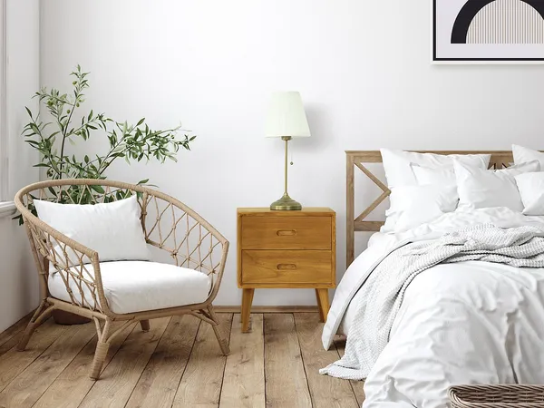 Vente-unique - PONIDA Bedside table Holz, Platte Beige - B 35 cm x H 55 cm x L 45 cm
