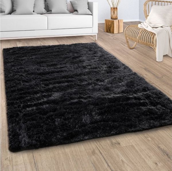 Paco Home Hochflor-Teppich Silky 591, rechteckig, Höhe: 37 mm, Uni-Farben, besonders weich und kuschelig