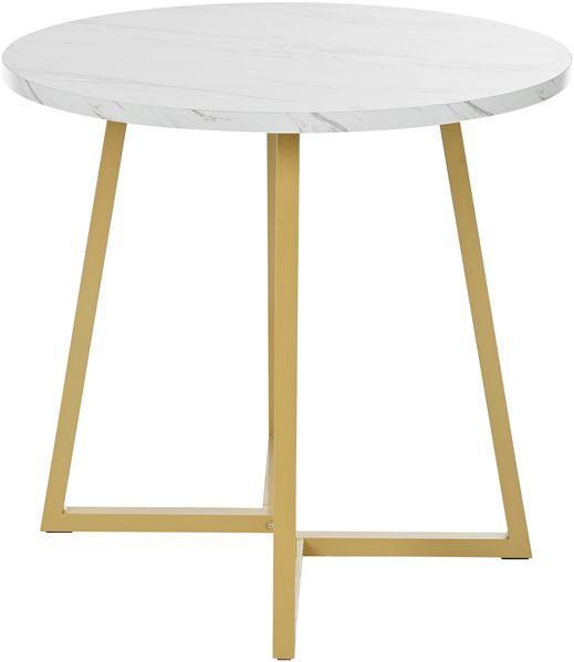 Esstisch rund Ø 80x75 cm mit Marmormuster – MDF-Tischplatte und Metallgestell in Weiß Bild 7