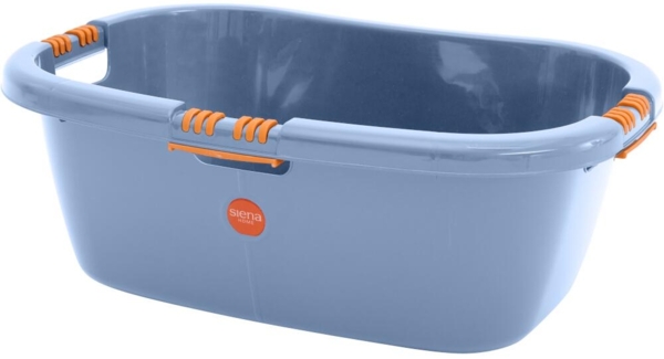 Wäschewanne Aversa 65 cm blau mit 28 L Volumen, ergonomischer Form & rutschfesten Softgriffen – robuste, lebensmittelechte Haushaltswanne Made in Europe