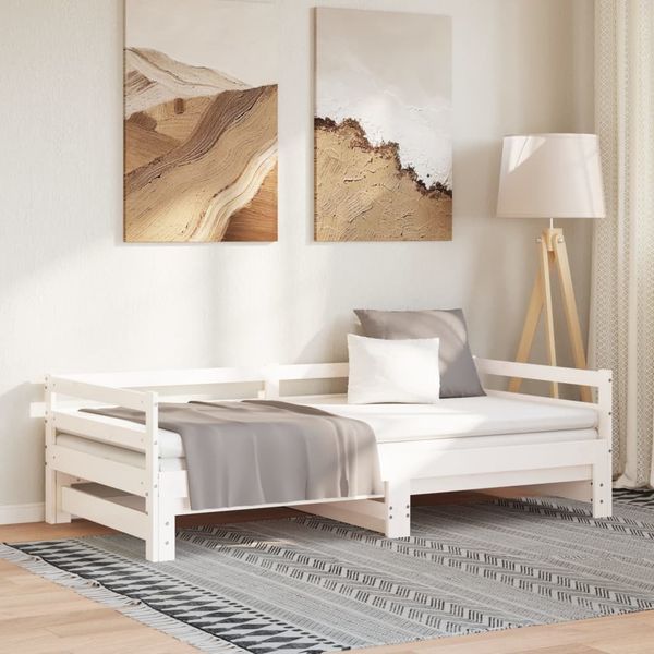 vidaXL Tagesbett Ausziehbar Weiß 2x(90x190) cm Massivholz Kiefer [814655]