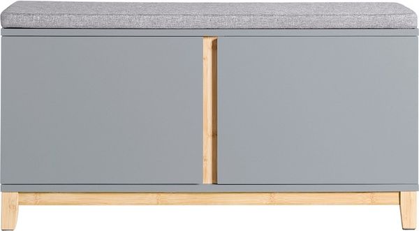 SoBuy FSR117-HG Schuhbank, MDF, Lackiert, Grau, 90 x 47 x 34 cm
