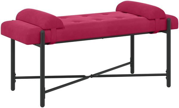 vidaXL Knopfgepolsterte Bank mit Kissen Weinrot 110 x 40 x 46 cm Samt 42038390