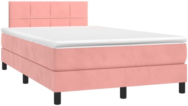 vidaXL Boxspringbett mit Matratze & LED Rosa 120x190 cm Samt 3270158