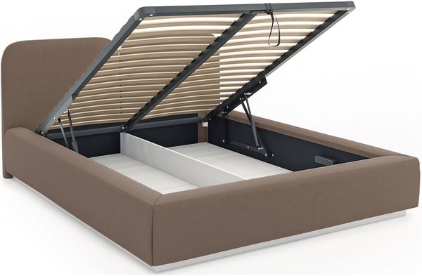 Selsey 'Comoves' Polsterbett 140x200 mit Veloursbezug, LED, Bettkasten und Lattenrost Braun Bild 4