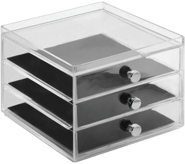 Organizer Schubladenbox Aufbewahrungsbox 3 Schublade mDesign transparent/schwarz