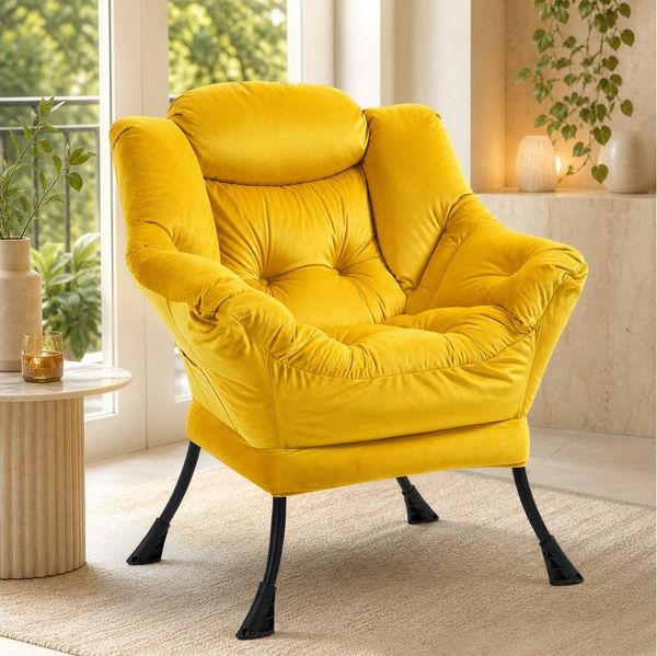 ANYSUN Loungesessel Relaxsessel aus Samt mit Nackenstütze, ergonomisch weich gepolstert (Sessel mit optionalem Fußhocker, Relaxsessel), Kompakter Relaxsessel 75 x 80 x 85 cm, wahlweise mit Fußhocker
