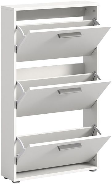 Carryhome 'SAM' Schuhkipper mit 3 Klappen, Holznachbildung weiß, 59 x 103 x 17 cm, Platz für 9 Paar Schuhe Bild 7