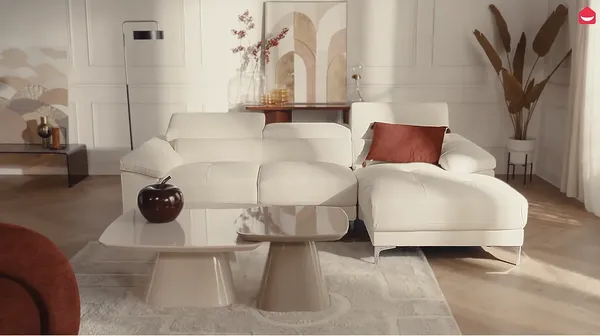 Vente-unique - Ecksofa - Ecke Rechts - Leder - Schwarz - SOLANGE