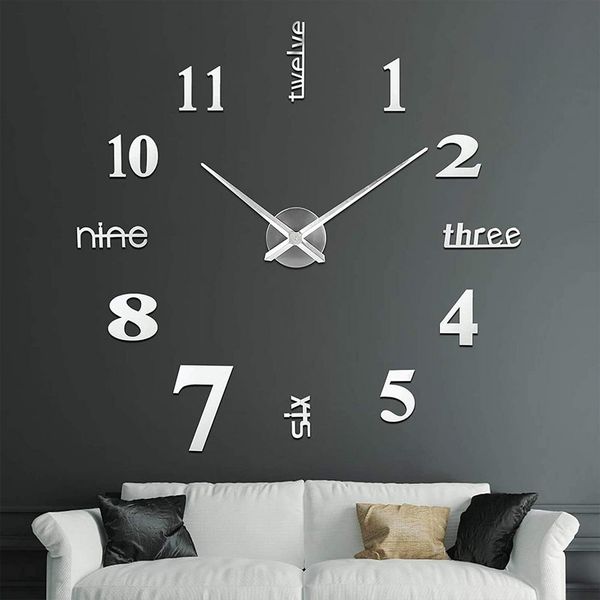 TUWENA Wanduhr DIY Wanduhren Mit 3D Visuelle Aufkleber, Mute große Wanduhr (Modern Design Wanduhren Geeignet für Home Dekoartikel,Büro und Hotel)