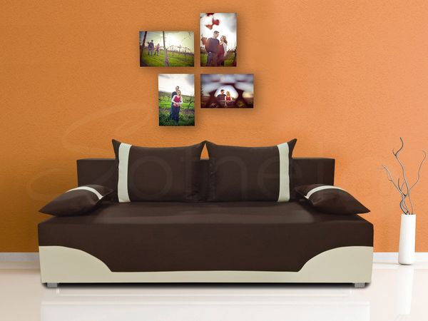 Bettsofa Dario - Klappsofa mit Schlaffunktion und Bettkasten, Schlafsofa, Sofa, Schlafcouch (Braun + Beige (Neo 06 + Dolaro 100))