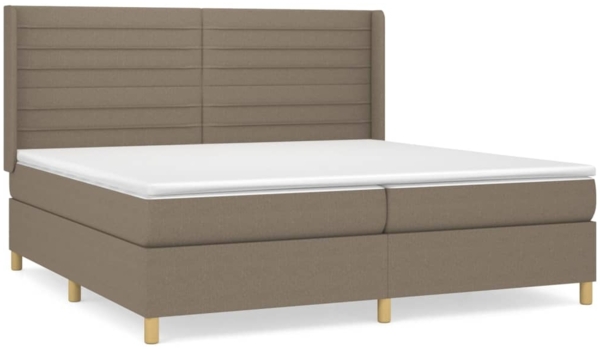 vidaXL Boxspringbett mit Matratze Stoff Taupe 200x200 cm, Härtegrad: H2 [3132101]