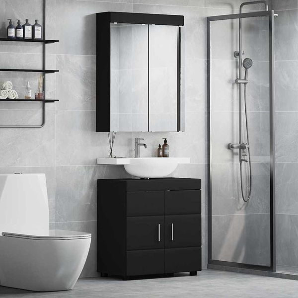 vidaXL Badezimmermöbel-Set TULUM 2 pcs Schwarz 60 x 34 x 63 cm 3398015