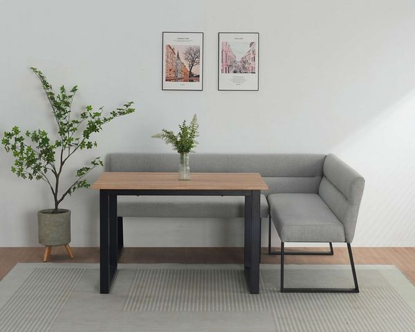 OTTO home Essbank Ivanna, schwarzes Metallgestell, Webstoff Bezug, Breite 193/152
