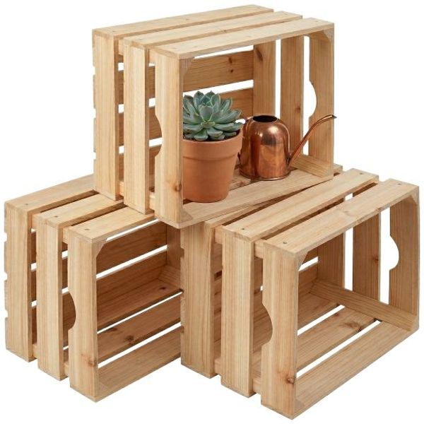 Relaxdays Holzkiste 3er Set Vintage
