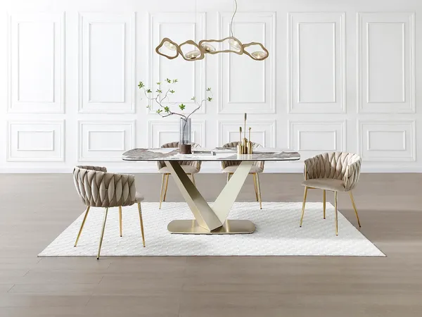 Vente-unique - PORELIMA Esstisch GlasKeramik GrauWeiß - B 90 cm x H 76 cm x L 180 cm