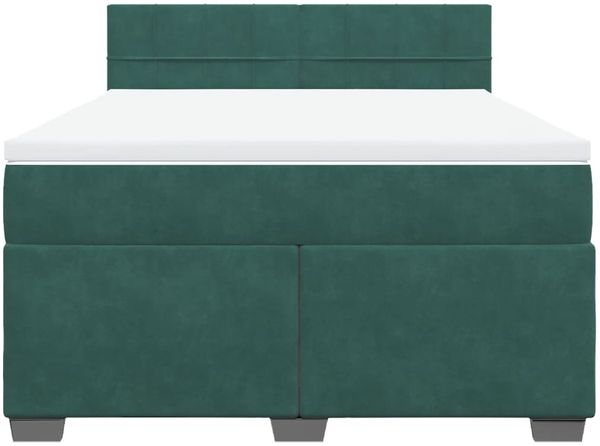 vidaXL Boxspringbett mit Matratze Dunkelgrün 140x190 cm Samt 3286309 Bild 4