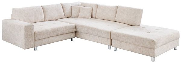 riess-ambiente Ecksofa KENT 220cm champagner/beige - Strickstoff, inkl. Hocker, Rundumbezug, Set 1 Teile, Moderne Wohnlandschaft - ideal für Wohnzimmer, TV-Ecke und Lesen Bild 2