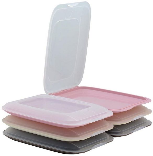 Engelland Frischhaltedose Aufschnittdosen, Kühlschrankbox, Kunststoff, (Vorteils-Set, 6-tlg, mit transparentem Deckel), stapelbar, platzsparend, Ordnung im Kühlschrank, Organizer, Stapelbox