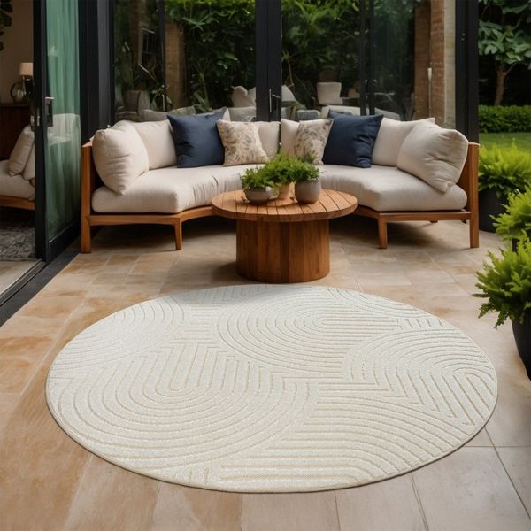 Sanat Teppich Berlin, rund, Höhe: 6 mm, In -und Outdoor geeignet, Außenbereich,Terasse, Balkon, modern