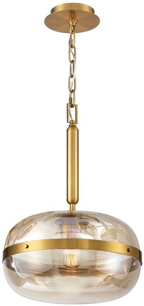 Elstead Lighting LED Pendelleuchte Nottingham 36cm Antikmessing Bernstein