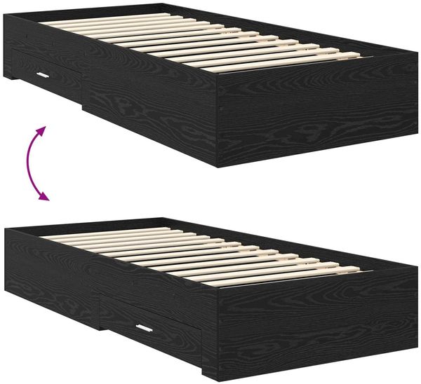 vidaXL Bettrahmen Schwarz Eichen-Optik 100 x 200 cm Holzwerkstoff 3410020 Bild 12
