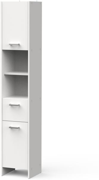 Hochschrank >CORALIE 3< in Matt weiß - 33,6x184,9x32,8cm (BxHxT)