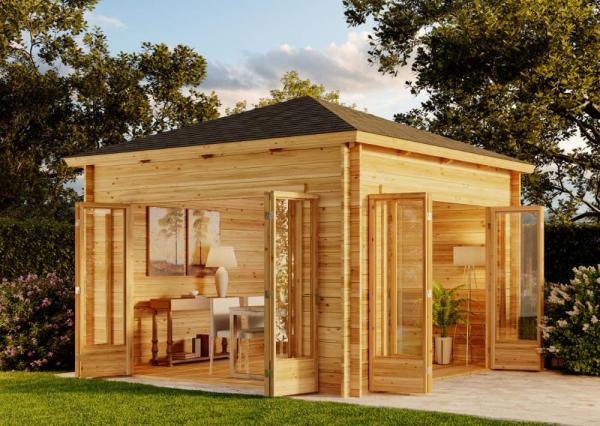 Alpholz Holz Gartenhaus Sunshine ISO | Natur | 390x390x321 cm