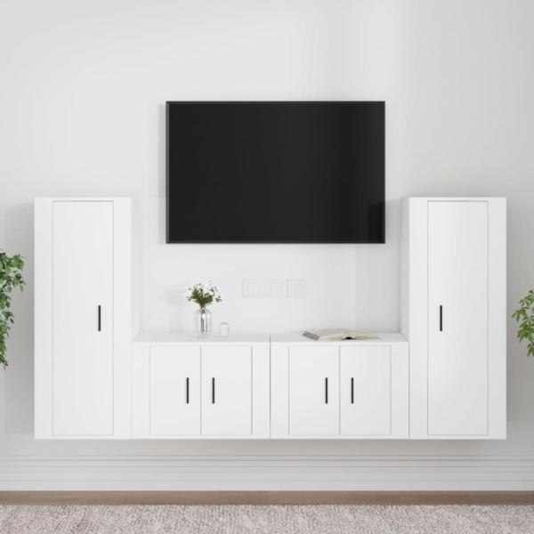 vidaXL 4-tlg. TV-Schrank-Set Weiß Holzwerkstoff 3188766