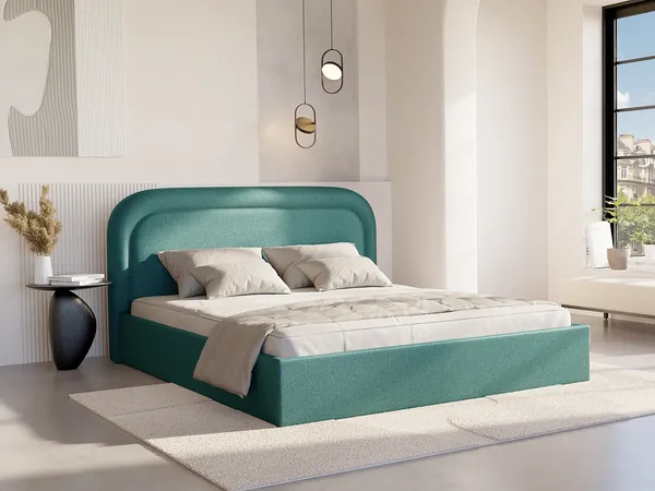 Vente-unique - FIREZA Bett Stoff Blau - B 215 cm x H 90 cm x L 172 cm