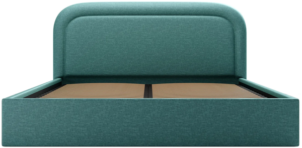 Vente-unique - Bett mit Bettkasten - 160 x 200 cm - Melierter Stoff - Blau + Matratze - FIREZA Bild 4