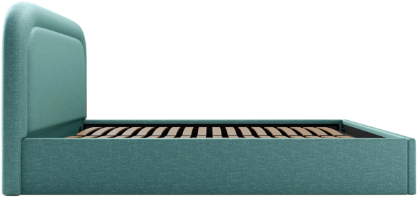 Vente-unique - Bett mit Bettkasten - 160 x 200 cm - Melierter Stoff - Blau + Matratze - FIREZA Bild 5