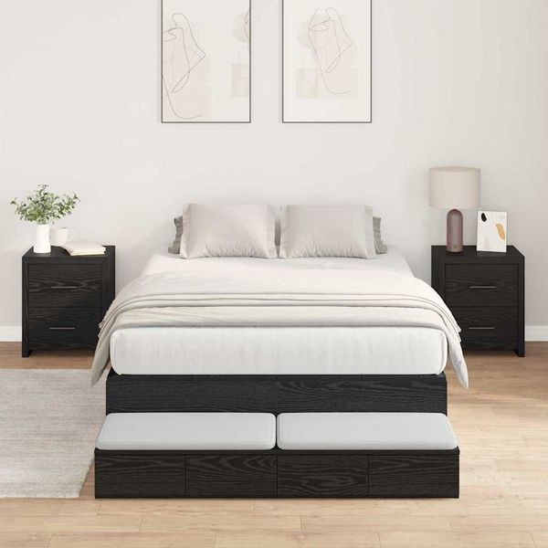vidaXL Aufbewahrungsbettgestell Schwarz Eichen-Optik 120 cm 3335630