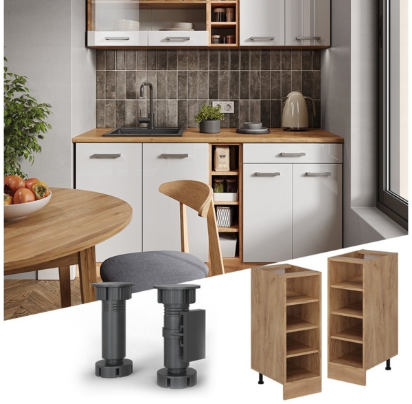 Küchenregal R-Line Goldkraft Eiche 30 cm ohne Arbeitsplatte Vicco Bild 2