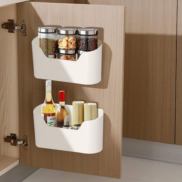 SinLaw Küchenorganizer-Set Küchenschranktür-Stapelbox, selbstklebend an der Wand montiert, (2-tlg), Küchenorganizer, selbstklebend, hängend
