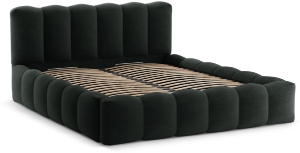 Micadoni Stauraumbett mit Kopfteil Lupine Boucle Baloo Schwarz 200x200 Bild 2