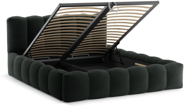 Micadoni Stauraumbett mit Kopfteil Lupine Boucle Baloo Schwarz 200x200 Bild 3