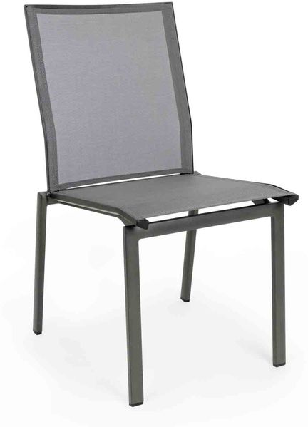Gartenstuhl Seruci Aluminium stapelbar, modern und ohne Armlehne, anthrazit, ideal für Outdoor