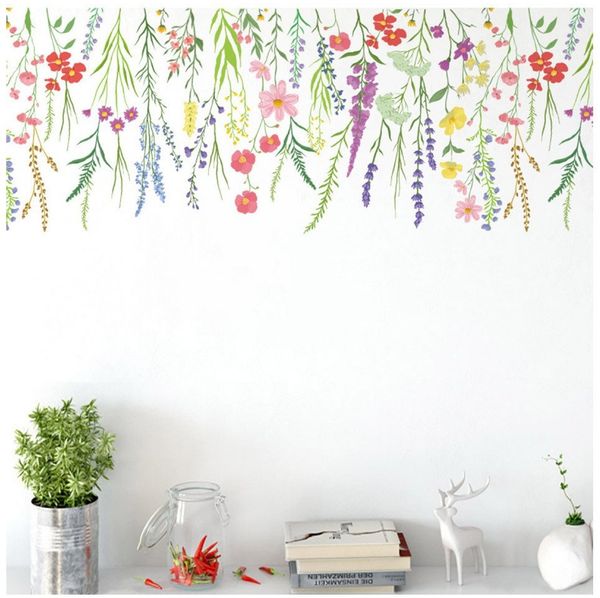 Agger Wandsticker 2er Set Wandtattoo Blumen,Boho Wandsticker, wilde Blumen, 30x60cm (1 St), Selbstklebend, wasserfest,für Mädchenzimmer, Schlafzimmer, Flur, Küche