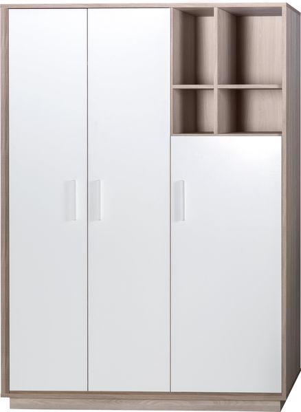 roba Kinderkleiderschrank 3-türig 'Olaf' - Regal integriert - Weiß / Luna Elm