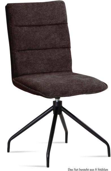 Esszimmerstuhl drehbar (8er-Set) Donata 47x92x60 Schwarz/Espresso
