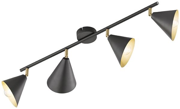 Deckenleuchte, anthrazit gold, Spots verstellbar, L 72 cm