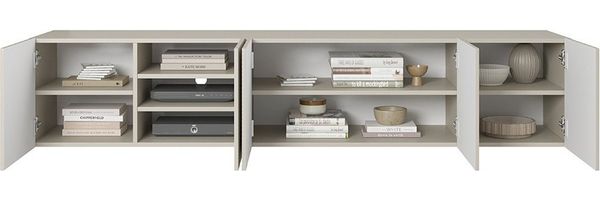 Lomadox Lowboard ADARE-141, 200 cm breit, kaschmir mit gerillter Front, wandhängend