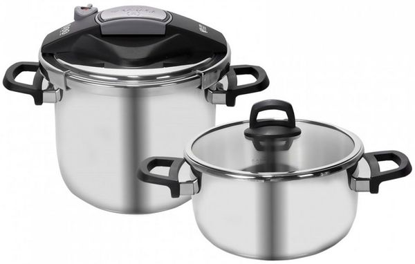Karaca Schnellkochtopf Perfect Gray 4L + 6L Schnellkochtopf Set, Edelstahl, Induktions
