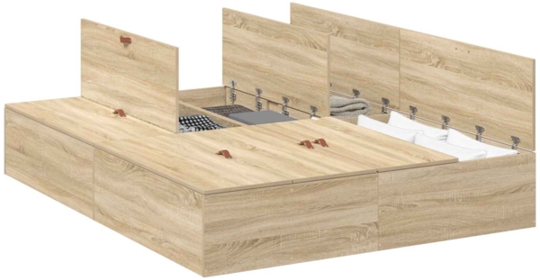vidaXL Aufbewahrungsbettgestell mit Speicher Sonoma-Eiche 160 x 200 cm 3335391